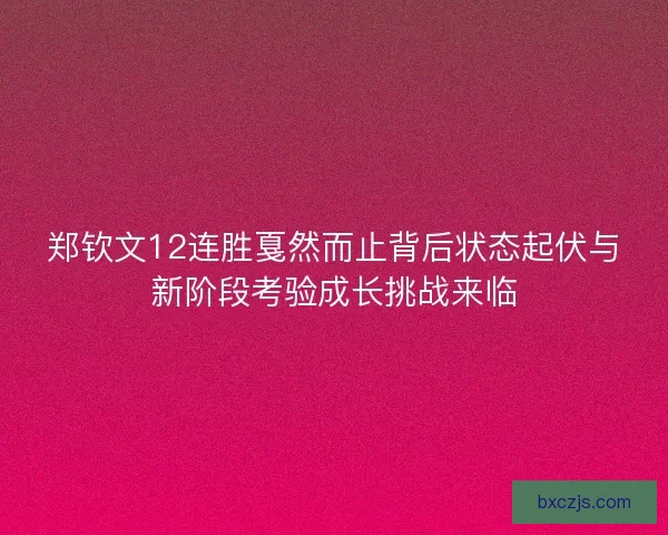 郑钦文12连胜戛然而止背后状态起伏与新阶段考验成长挑战来临