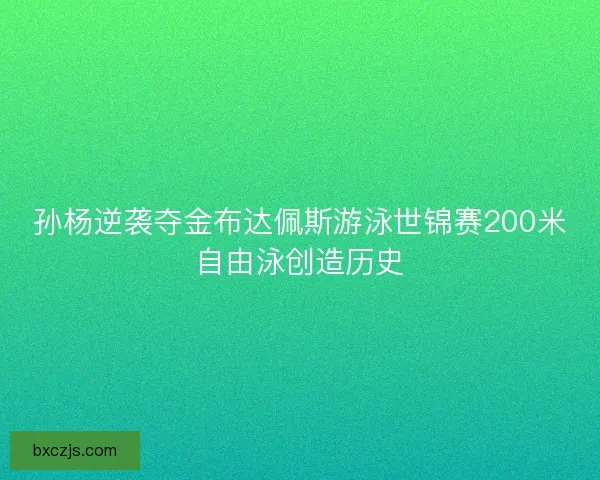 孙杨逆袭夺金布达佩斯游泳世锦赛200米自由泳创造历史