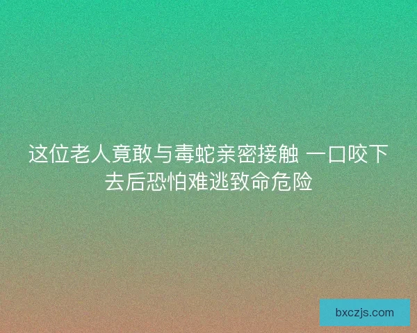 这位老人竟敢与毒蛇亲密接触 一口咬下去后恐怕难逃致命危险