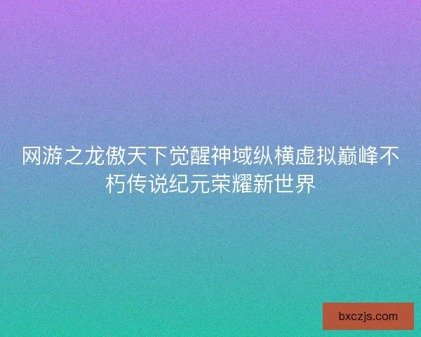 网游之龙傲天下觉醒神域纵横虚拟巅峰不朽传说纪元荣耀新世界