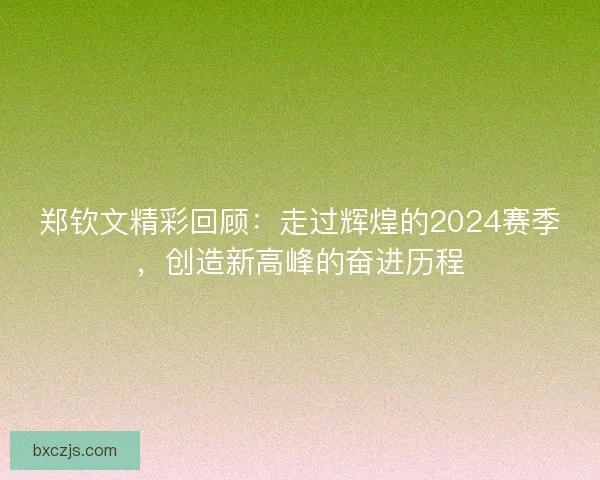 郑钦文精彩回顾：走过辉煌的2024赛季，创造新高峰的奋进历程