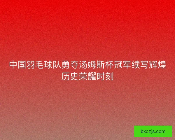 中国羽毛球队勇夺汤姆斯杯冠军续写辉煌历史荣耀时刻