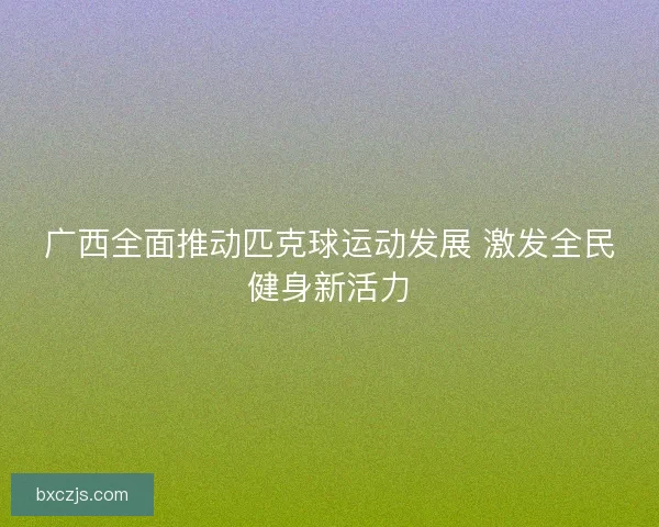 广西全面推动匹克球运动发展 激发全民健身新活力