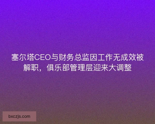 塞尔塔CEO与财务总监因工作无成效被解职，俱乐部管理层迎来大调整